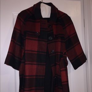 Plaid pea coat